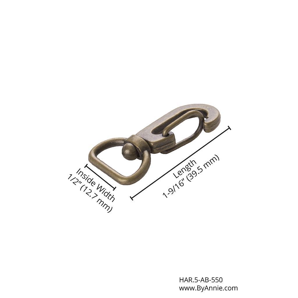 ½" antique brass - Swivel Hook (Spring-Snap) 