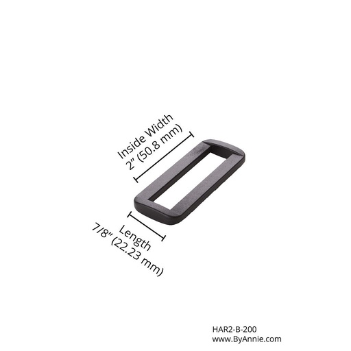 [HAR2-B-200] Rectangle Ring - 2" - Black Plastic