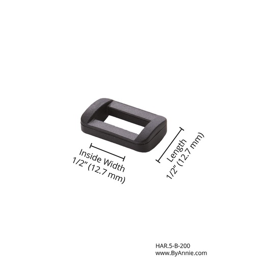 [HAR.5-B-200] Rectangle Ring - ½" - Black Plastic