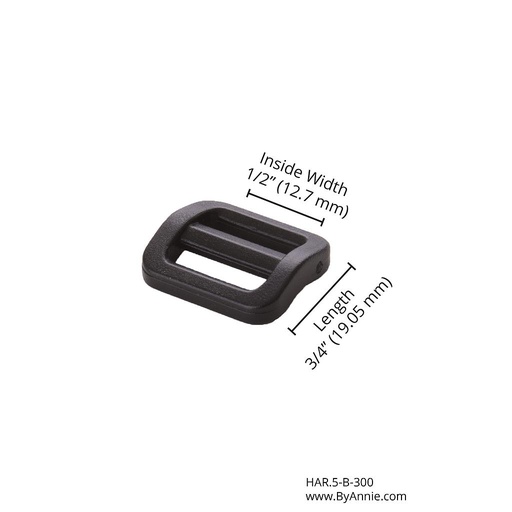[HAR.5-B-300] Slider - ½" - Black Plastic