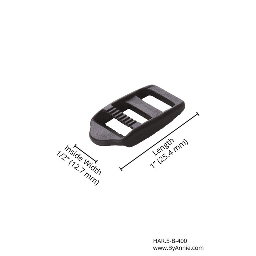 [HAR.5-B-400] Strap Adjuster - ½" - Black Plastic