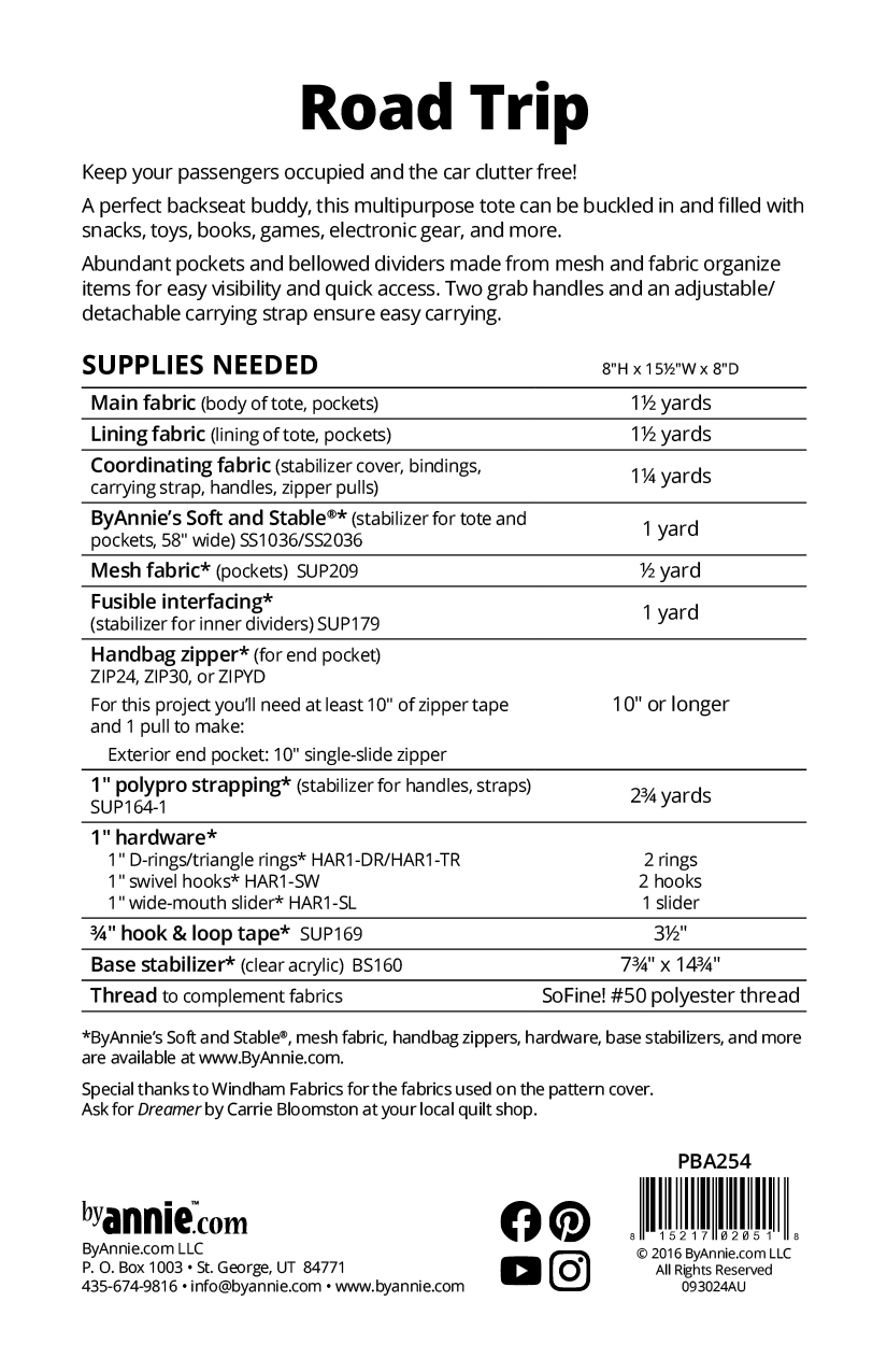 road trip bag pattern