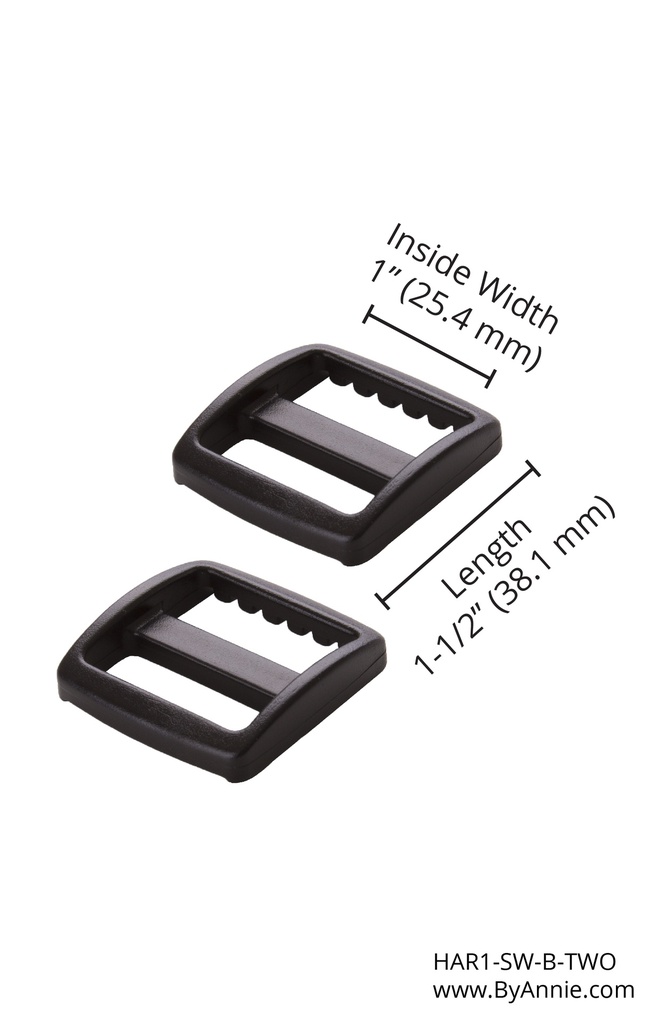 Slider, widemouth - 1" - Set of Two (Black Plastic)
