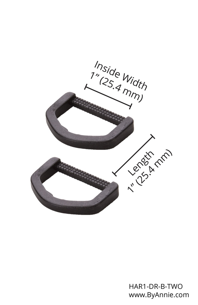 D-Ring - 1" - Set of Two (Black Plastic)