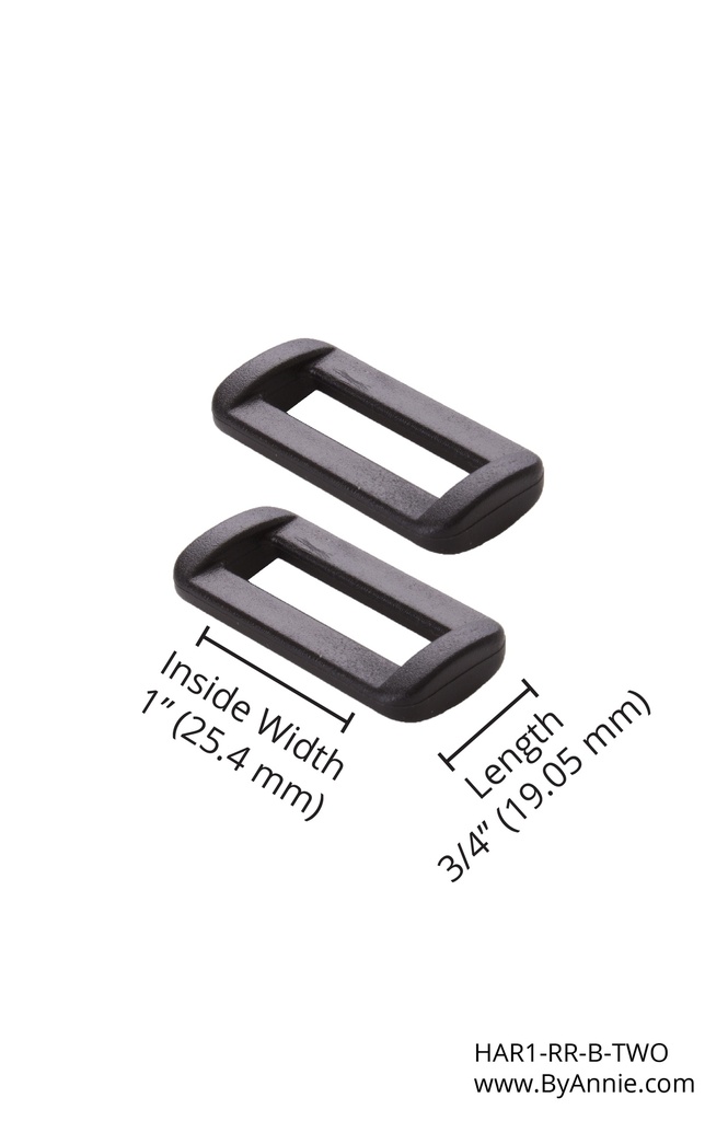 Rectangle Ring - 1" - Black Plastic - Set of Two