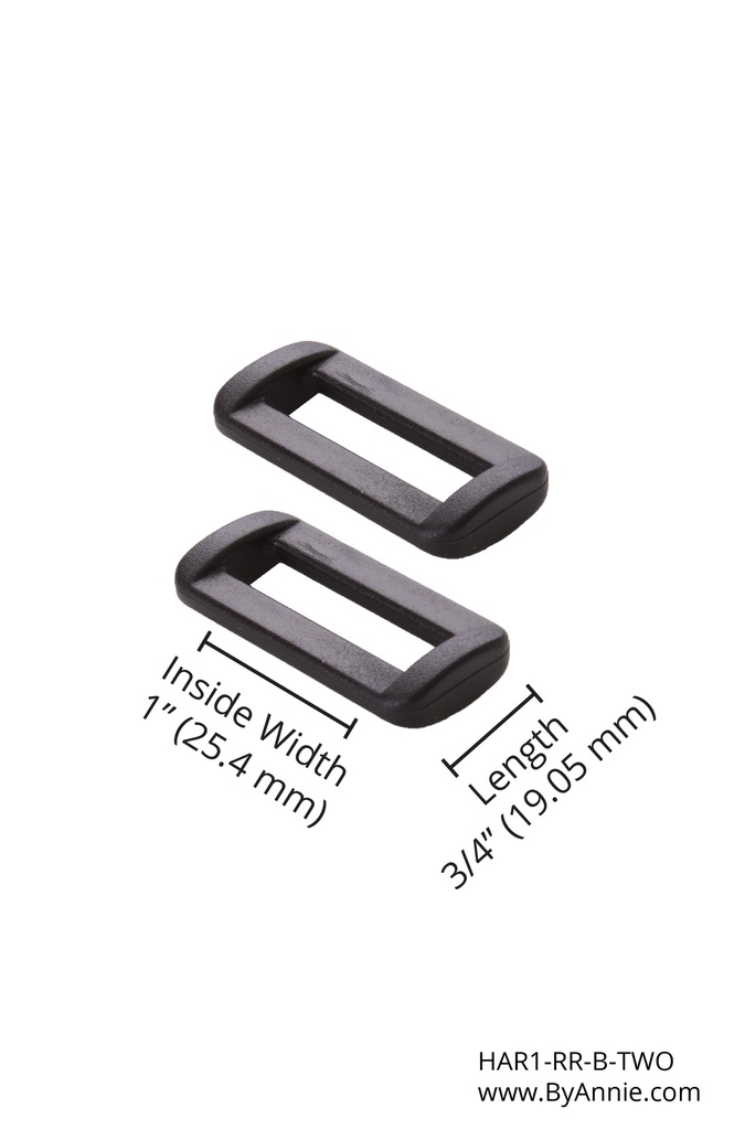 Rectangle Ring - 1" - Set of Two (Black Plastic)