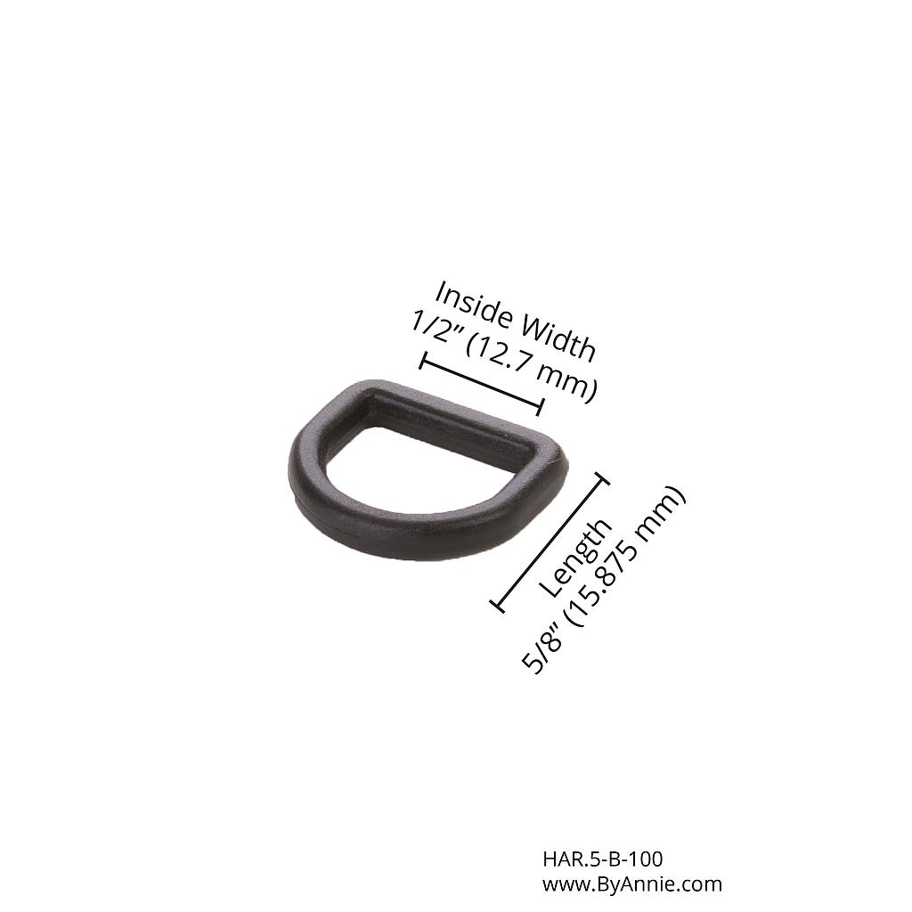 D-Ring - ½" - Black Plastic