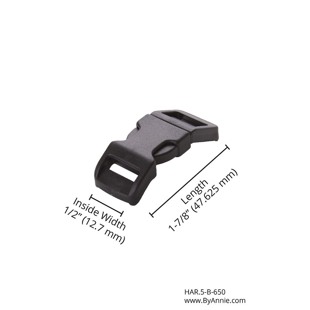 Side Release Buckle - ½" - (Black Plastic)