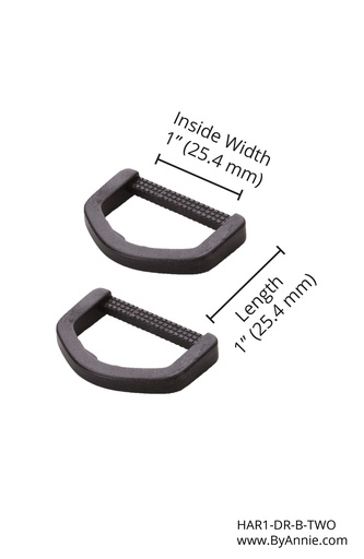 [HAR1-DR-B-TWO] D-Ring - 1" - Black Plastic - Set of Two