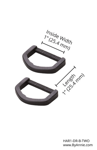 [HAR1-DR-B-TWO] D-Ring - 1" - Set of Two (Black Plastic)