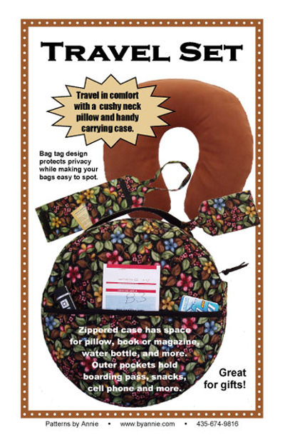 Sewing Pattern Neck Pillow Case Cover Travel Set