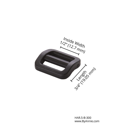 [HAR.5-B-300] Slider- ½" - (Black Plastic)