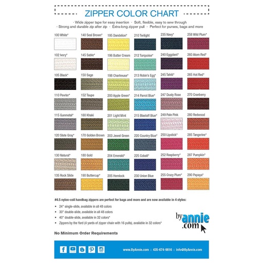 [iZIP-ColorCard] Zipper Color Card