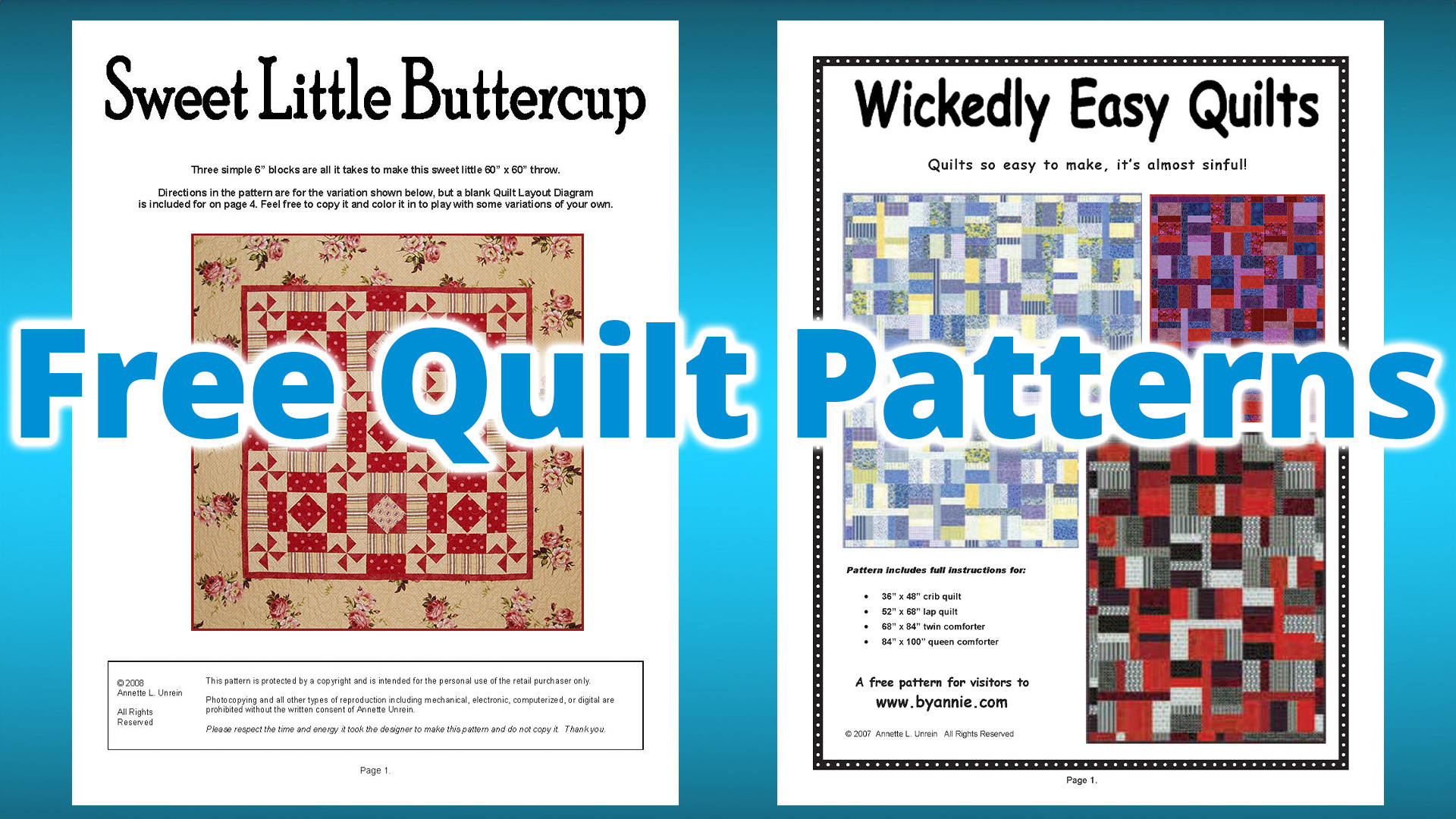 FREE Quilt Patterns: Sweet Little Buttercup and Wickedly Easy Quilts